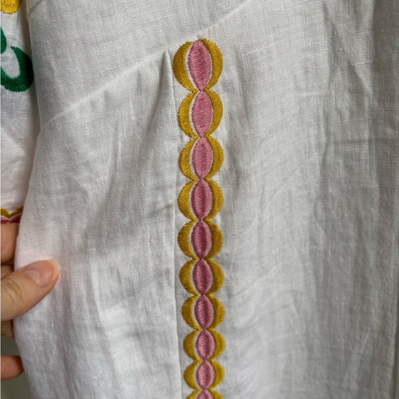 Boden Una embroidered White Maxi Dress 100% Linen - Picture 5 of 16